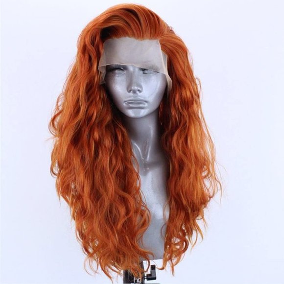 Copper Orange Curly Lace Wig - Picture 4 of 5
